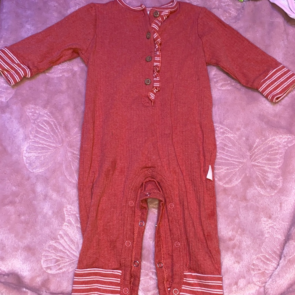 Long, baby onesie, with matching hat